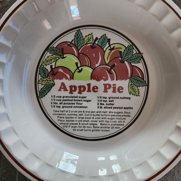Vintage Sunnycraft Sunstone Collection Apple Pie Baker Dish Round Granny Chic - Picture 2 of 6